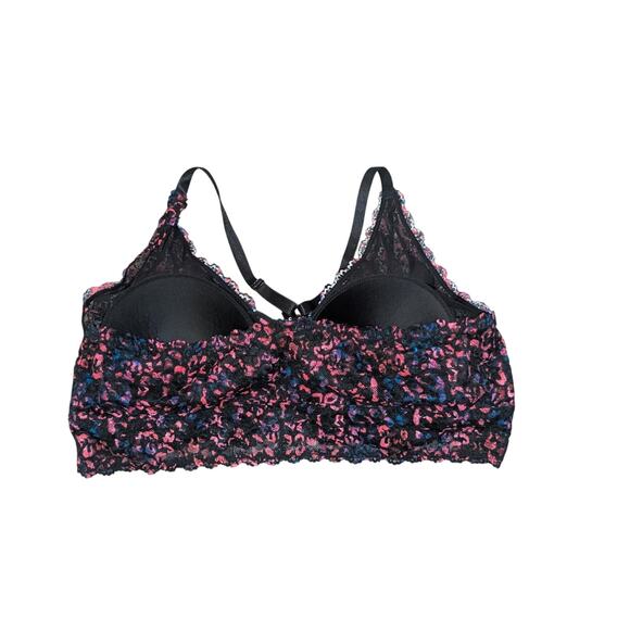Torrid Lightly Lined Lace Bralette Size 4X Black Pink Floral - Picture 2 of 5